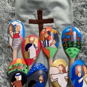 Colourful Easter story spoons - set of 8