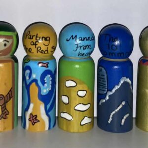 Beautiful hand painted Moses peg dolls - set of 11