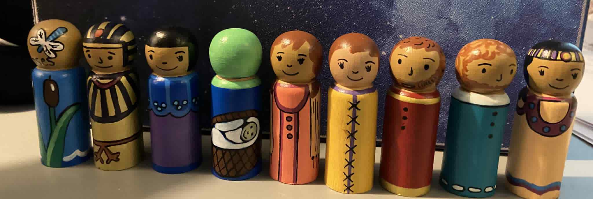 Baby Moses peg doll set of 9