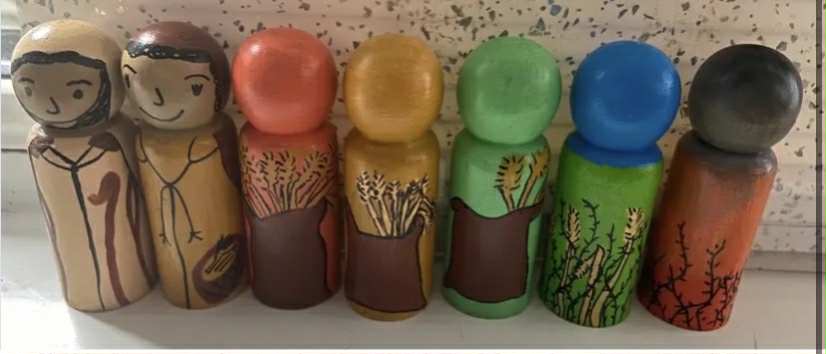 Bible story of wheat set of 7 peg doll set
